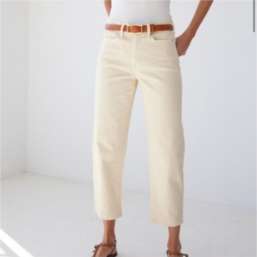 AYR The Beat Drop Jeans Barrel Leg in Straw Hat Cream Tan 28 Neutral Minimalist